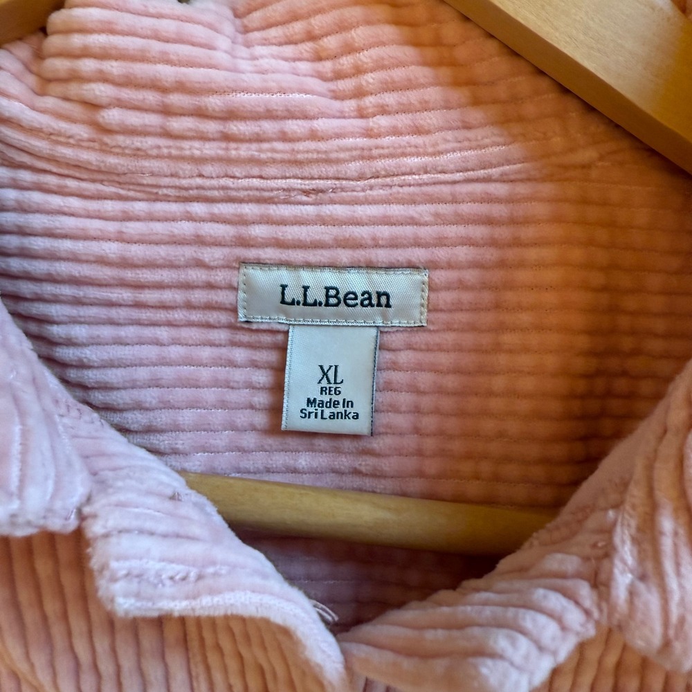 LL Bean Corduroy Button Down Shirt Women XL Pink Long Sleeve 100% cotton - Picture 3 of 7